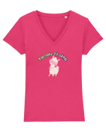 Too cool to care  Tricou mânecă scurtă guler V Damă Evoker