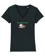 Too cool to care  Tricou mânecă scurtă guler V Damă Evoker