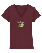 Slow life club  Tricou mânecă scurtă guler V Damă Evoker