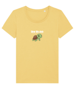 Slow life club  Tricou mânecă scurtă guler larg fitted Damă Expresser