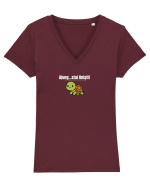 Ajung ...stai liniștit  Tricou mânecă scurtă guler V Damă Evoker