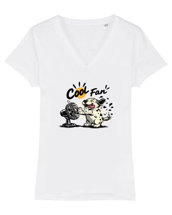 Cool Fan – Cățel amuzant care se răcorește la ventilator White