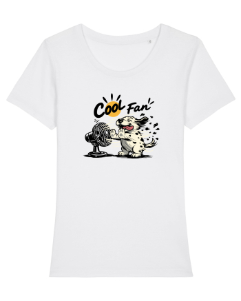 Cool Fan – Cățel amuzant care se răcorește la ventilator White