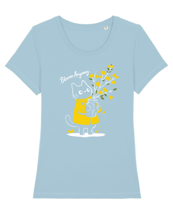 Bloom Anyway – Pisică drăguță cu flori galbene Sky Blue