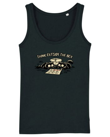 Think Outside The Box – Funny Cat Strategy Shirt Black