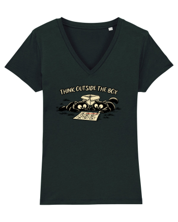 Think Outside The Box – Funny Cat Strategy Shirt Black