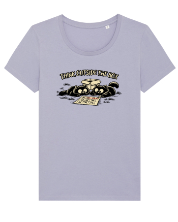 Think Outside The Box – Funny Cat Strategy Shirt Lavender