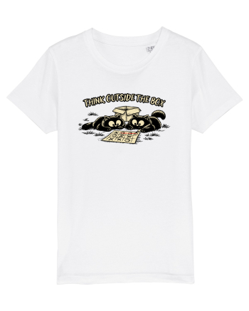 Think Outside The Box – Funny Cat Strategy Shirt White