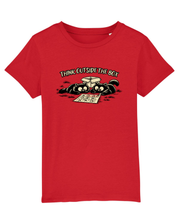Think Outside The Box – Funny Cat Strategy Shirt Red