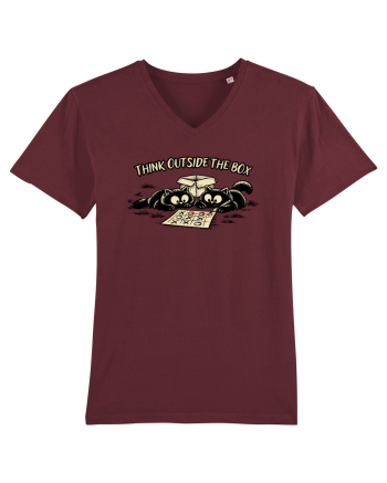 Think Outside The Box – Funny Cat Strategy Shirt Burgundy
