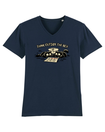 Think Outside The Box – Funny Cat Strategy Shirt French Navy