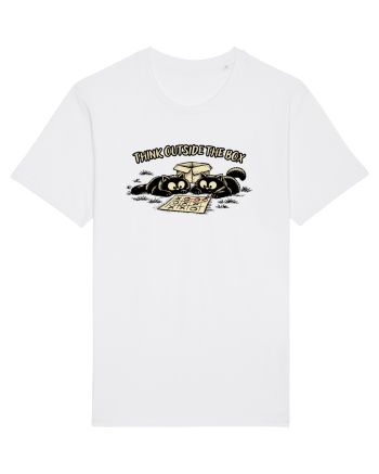 Think Outside The Box – Funny Cat Strategy Shirt White