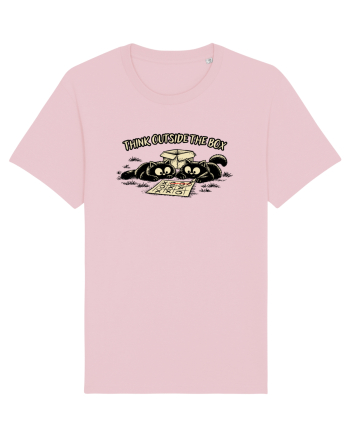 Think Outside The Box – Funny Cat Strategy Shirt Cotton Pink