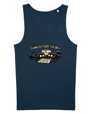 Think Outside The Box – Funny Cat Strategy Shirt Navy