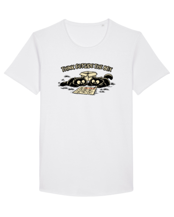 Think Outside The Box – Funny Cat Strategy Shirt White