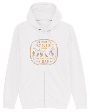 We Used To Stay Outside – Funny Dinosaur Retro Shirt White