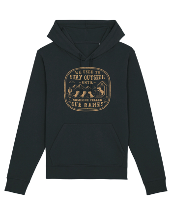 We Used To Stay Outside – Funny Dinosaur Retro Shirt Black