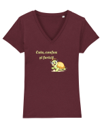 Cute,confuz și fericit  Tricou mânecă scurtă guler V Damă Evoker