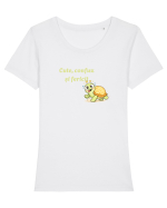 Cute,confuz și fericit  Tricou mânecă scurtă guler larg fitted Damă Expresser