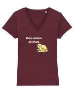 Cute,confuz și fericit  Tricou mânecă scurtă guler V Damă Evoker