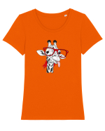 Girafă cool Tricou mânecă scurtă guler larg fitted Damă Expresser