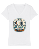 Omul de serviciu - Floor manager  Tricou mânecă scurtă guler V Damă Evoker
