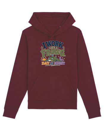 Funny Tired Frog Work Humor Gift for Employees and Coworkers Burgundy
