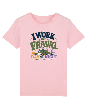 Funny Tired Frog Work Humor Gift for Employees and Coworkers Cotton Pink