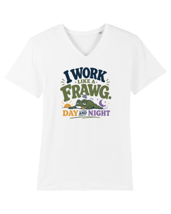 Funny Tired Frog Work Humor Gift for Employees and Coworkers White