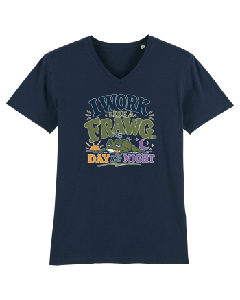 Funny Tired Frog Work Humor Gift for Employees and Coworkers French Navy
