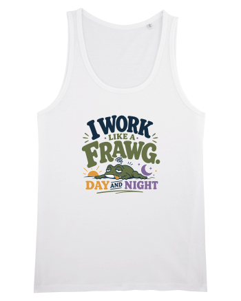 Funny Tired Frog Work Humor Gift for Employees and Coworkers White