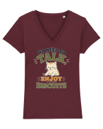 Pisica si biscuitii Funny Cat Humor Design for Introverts and Cat Lovers Tricou mânecă scurtă guler V Damă Evoker