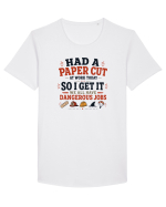 Sarcasm la birou Paper Cut Dangerous Job Tricou mânecă scurtă guler larg Bărbat Skater