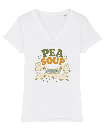Ratele si mazarea. Funny Duck Pun Humor Design Featuring Pea Soup White