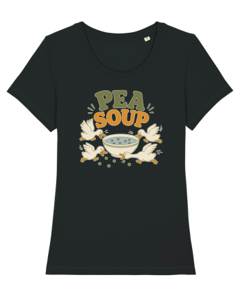 Ratele si mazarea. Funny Duck Pun Humor Design Featuring Pea Soup Black