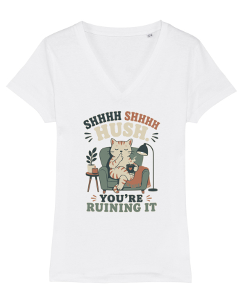 Funny Orange Cat and Coffee Humor for Introverts and Quiet Morning Lovers White