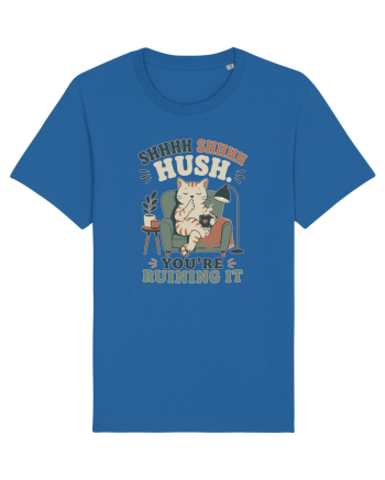 Funny Orange Cat and Coffee Humor for Introverts and Quiet Morning Lovers Royal Blue