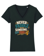 Nu te juca cu vioara. Funny Fiddle Player Design for Bluegrass Folk  Tricou mânecă scurtă guler V Damă Evoker