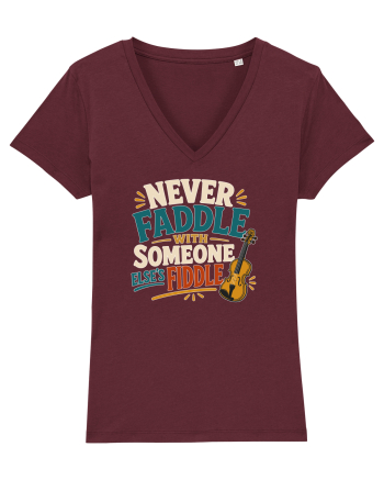 Nu te juca cu vioara. Funny Fiddle Player Design for Bluegrass Folk  Burgundy