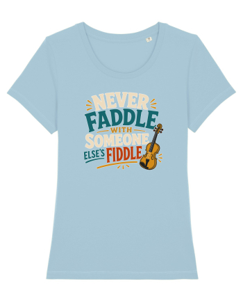 Nu te juca cu vioara. Funny Fiddle Player Design for Bluegrass Folk  Sky Blue