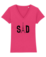 Sad (black) Tricou mânecă scurtă guler V Damă Evoker