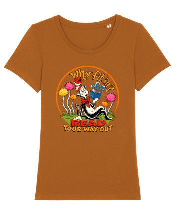 Why Fit In? Read Your Way Out – Book Lover Design Roasted Orange
