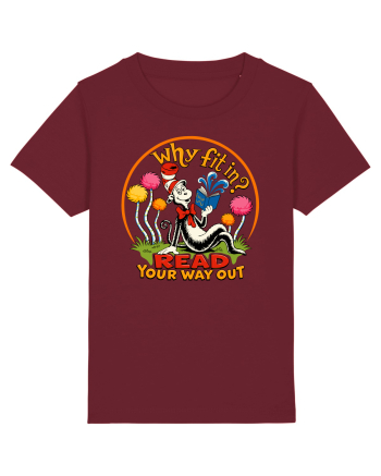 Why Fit In? Read Your Way Out – Book Lover Design Burgundy