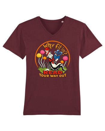 Why Fit In? Read Your Way Out – Book Lover Design Burgundy