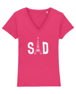 Sad (white) Tricou mânecă scurtă guler V Damă Evoker