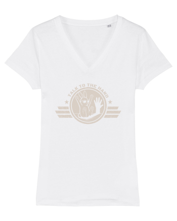 Talk To The Hand – Funny Bunny Design White