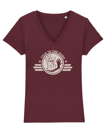Talk To The Hand – Funny Bunny Design Burgundy