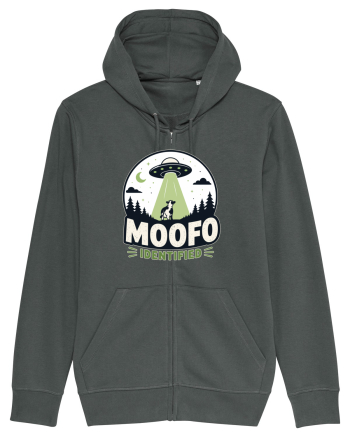 Moofo Identified Funny UFO Cow Alien Abduction Retro Sci Fi Humor Anthracite