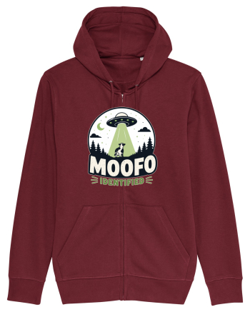 Moofo Identified Funny UFO Cow Alien Abduction Retro Sci Fi Humor Burgundy