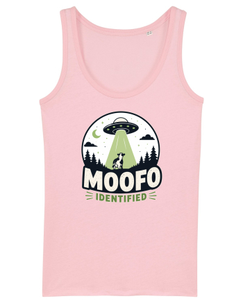 Moofo Identified Funny UFO Cow Alien Abduction Retro Sci Fi Humor Cotton Pink